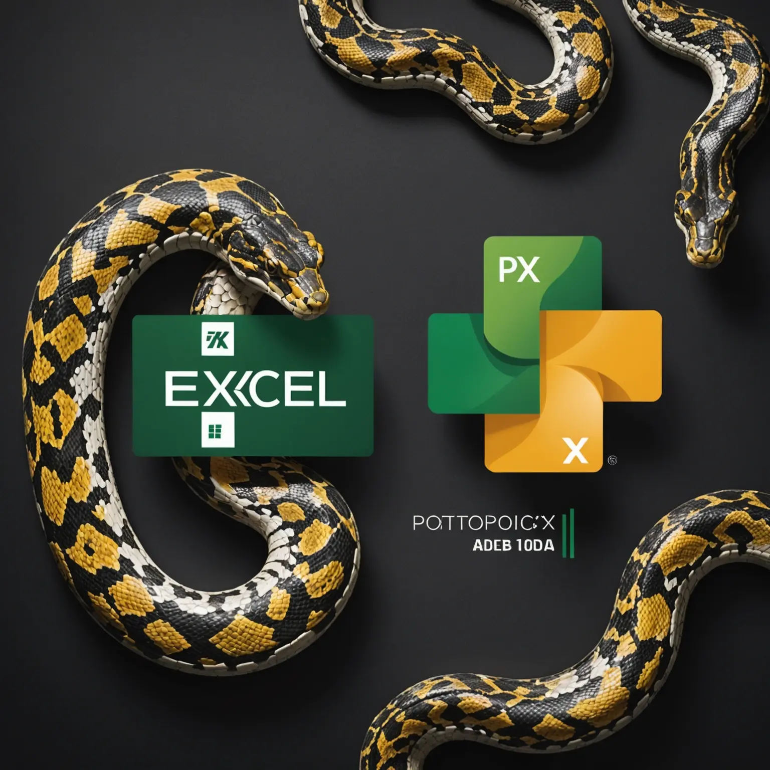 Logotipos de Python y Excel con fragmentos de código