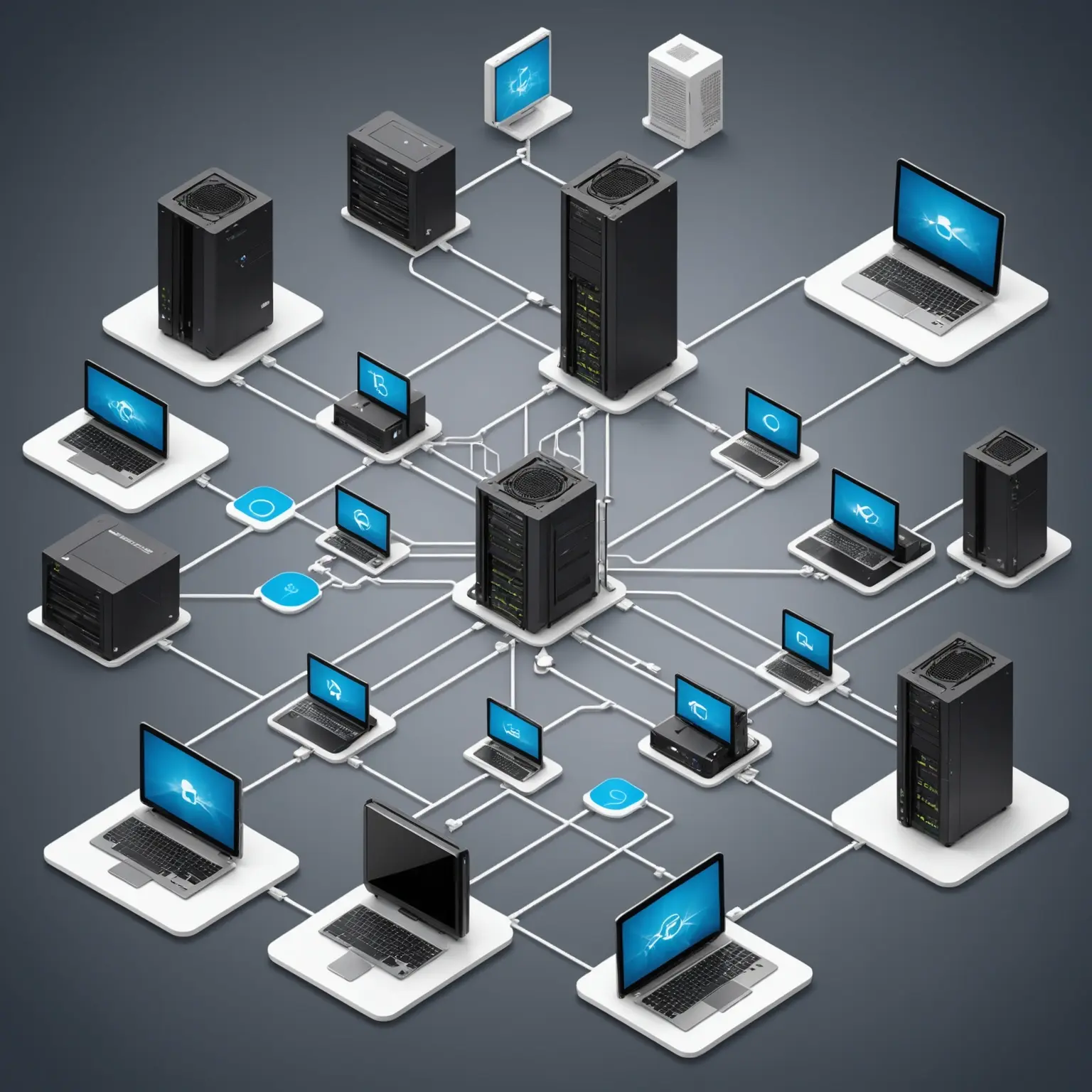 Diagrama de red mostrando servidor NAS conectado a múltiples dispositivos