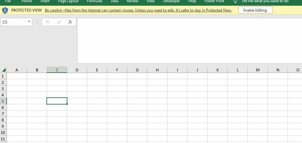 Vista protegida en Excel