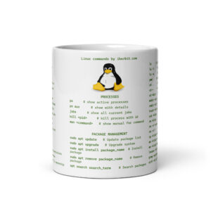 Taza comandos Linux - blanca brillante